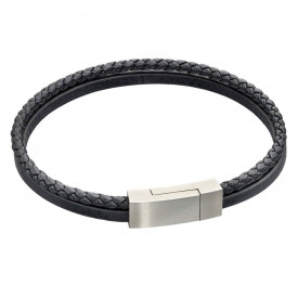 Mens Leather Engravable ID Bracelet 