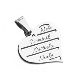 Stainless steel engravable Family Heart 4x Name