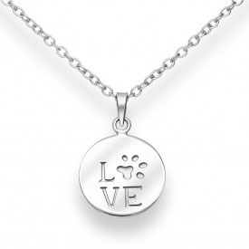 Sterling Silver "LOVE" Paw Tag Pendant